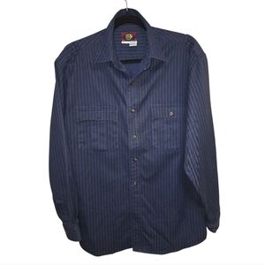 Vintage 1989 Bugle Boy Menswear  Navy Striped Button Down Shirt